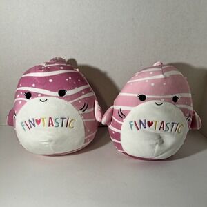 Lot 2 Shark Squishmallow AIDY Pink Hearts 8" Plush NEW FINTASTIC Valentine's Day